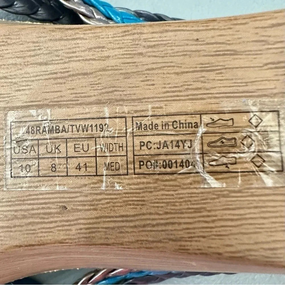 Vionic Orthaheel sandals 10 Ramba blue black pewter braid strap flip flop wedge - Picture 7 of 7